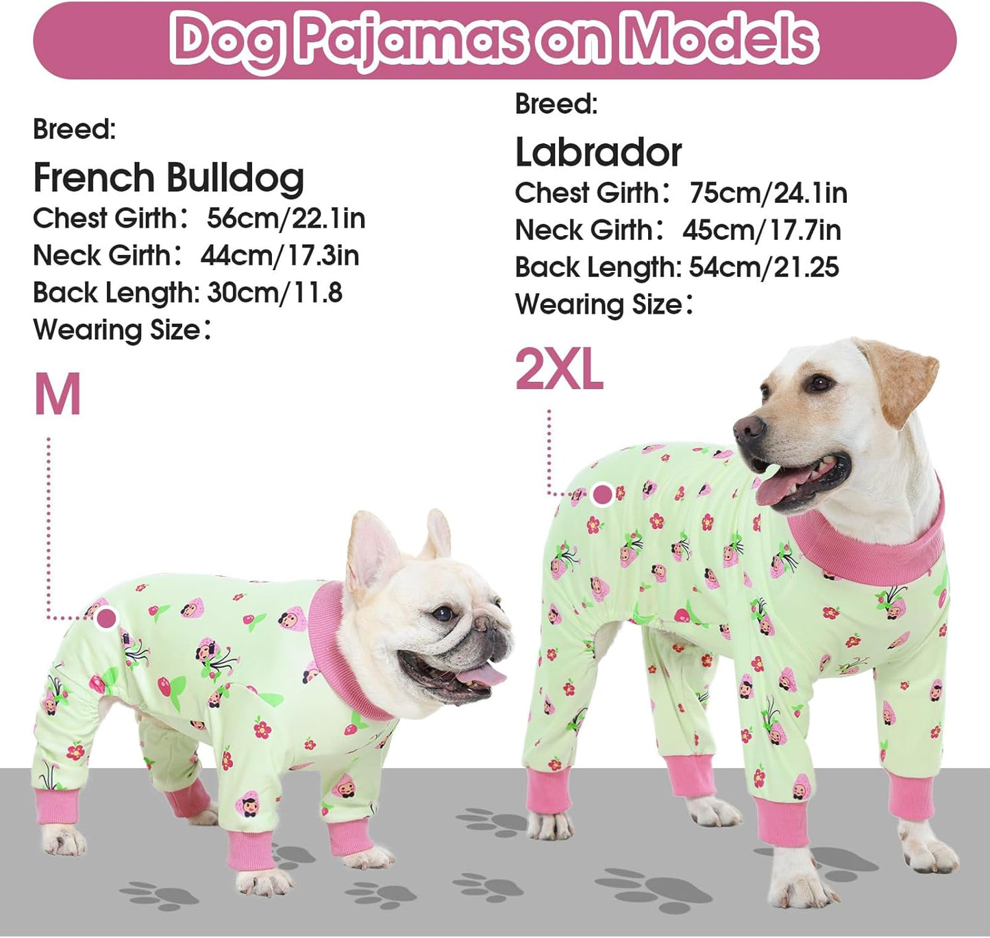 4-Legged Dog Pajamas for Medium & Large Dogs - Soft Cotton Dog Pjs Onesie with 4-Way Stretch, Cozy Breathable Pet Sleepwear for Cold Weather & Indoor Lounging - Green M
