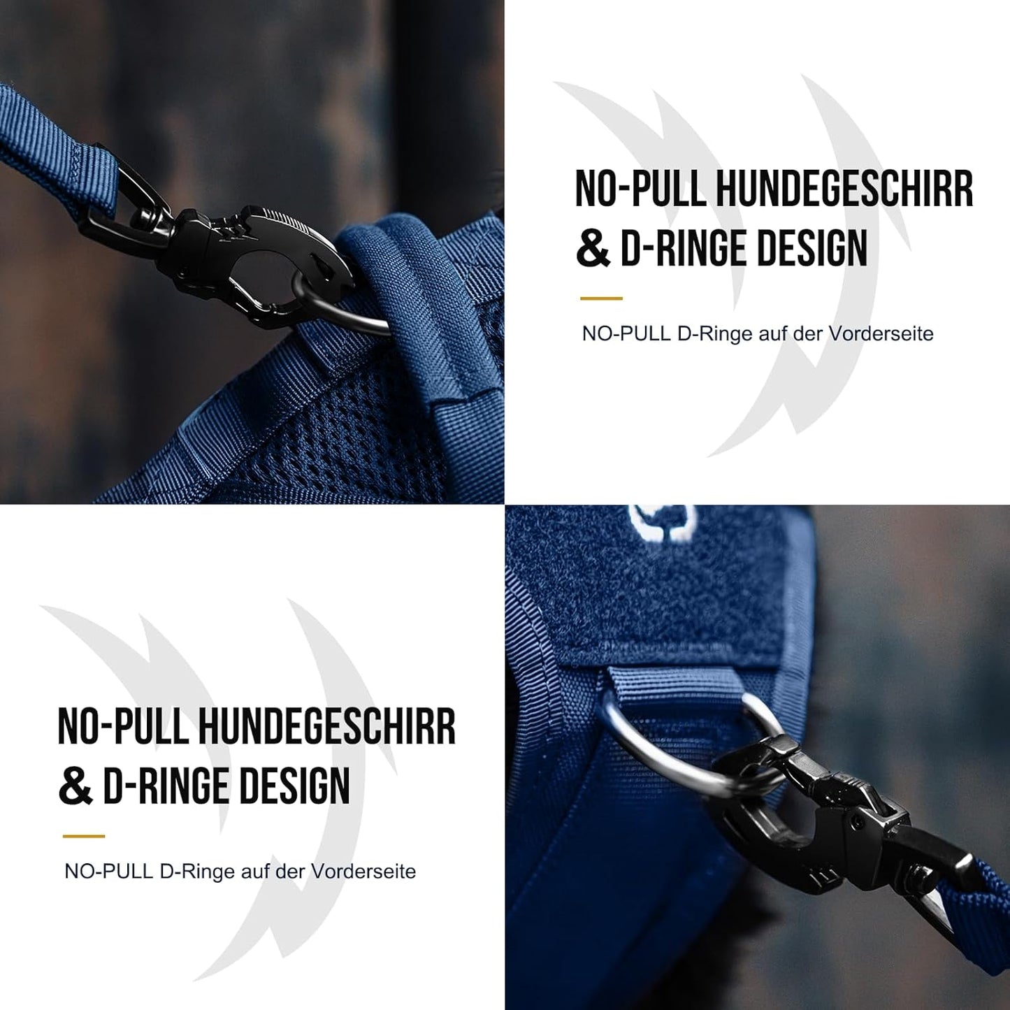 OneTigris No Pull Tactical Dog Harness for Small Medium Dogs, Mesh Design Service Dog Vest Breathable Military Dogs Molle Vests with Handles, Harness for Walking Hiking Training (Blue, M)