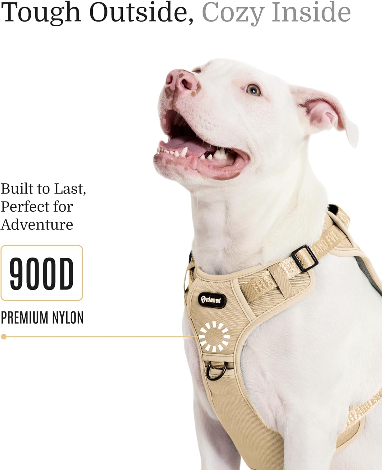 2025 New Edition, Fei & Eve MagEase Dog Harness - 3-Second Magnetic Buckles | 3-Point No-Pull Control | Heavy-Duty 900D Nylon | Dual Safety Handles | Breathable Mesh | Adjustable Fit, Medium,Champagne