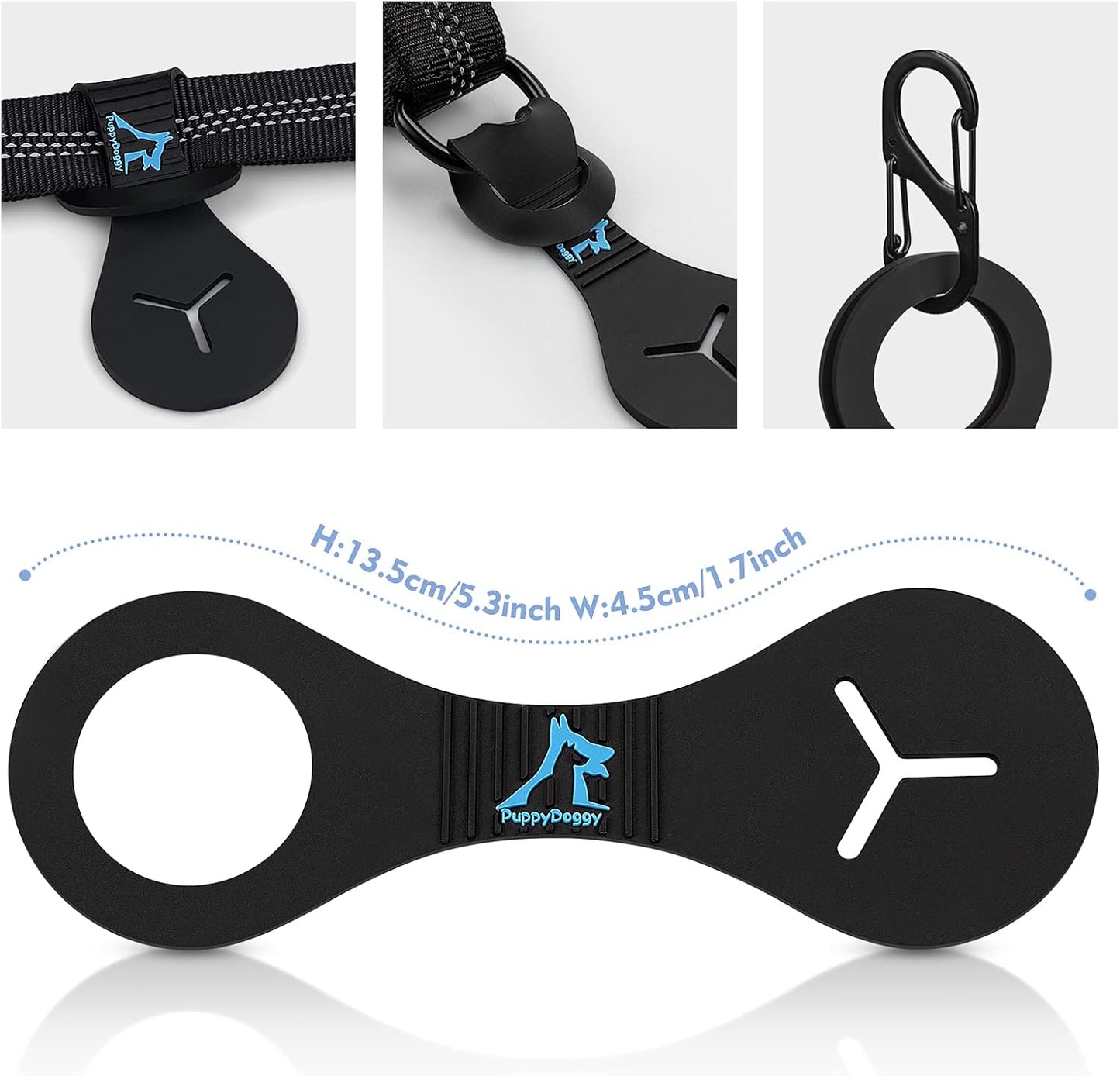 PuppyDoggy Dog Poop Bag Holder for Leash Waste Bag Carrier Dog Poop Bag Dispenser for Walking Running Bicycle Accessory 4 Pieces (Black + Pink)