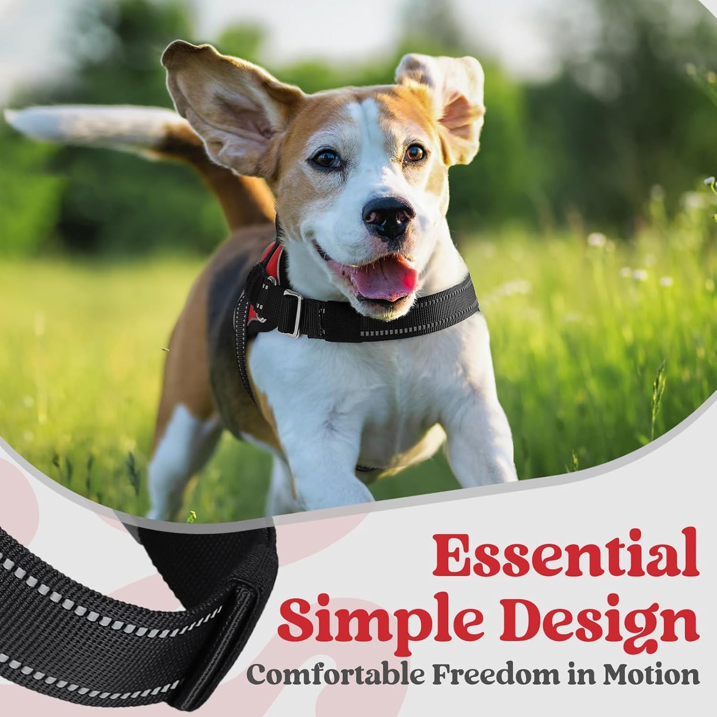 rabbitgoo Dog Harness for Large, Easy On Pet Vest with One Buckle, No Pull Adjustable Service Harness with D-Ring & Handle, Reflective for Safety Walking, Training, Red, XL