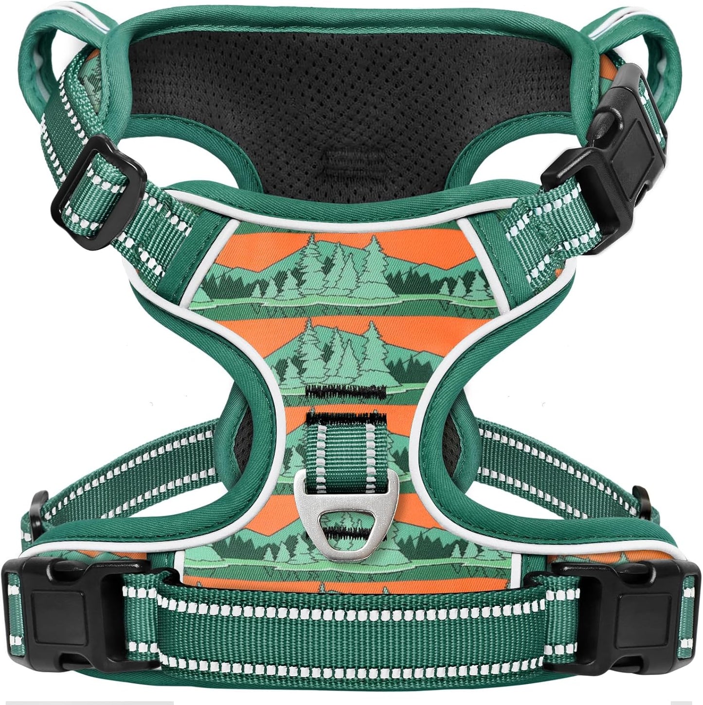 Timos No Pull Dog Harness,No Choke Front Clip Dog Reflective Harness,Adjustable Soft Padded Pet Vest with Easy Control Handle for Large Dogs,Wilderness,L