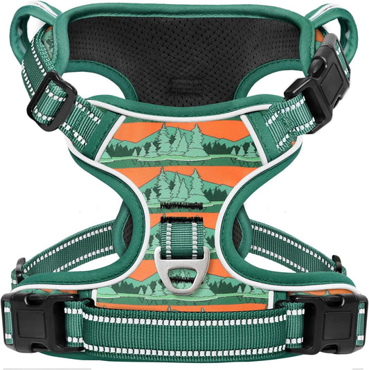 Timos No Pull Dog Harness,No Choke Front Clip Dog Reflective Harness,Adjustable Soft Padded Pet Vest with Easy Control Handle for Small Dogs,Wilderness,S