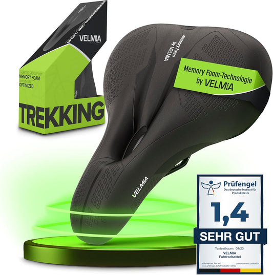Velmia Bicycle Saddle - Comfortable Saddle for Men and Women - 3 Zone Concept - Waterproof Bicycle Seat with Ergonomic Design
