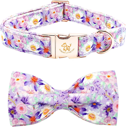 Elegant little tail Dog Collar, Rose Print Pet Collar Summer Dog Collar Durable Metal Buckle Dog Collars Cotton Pet Adjustable Dog Collars for X-Small Dogs
