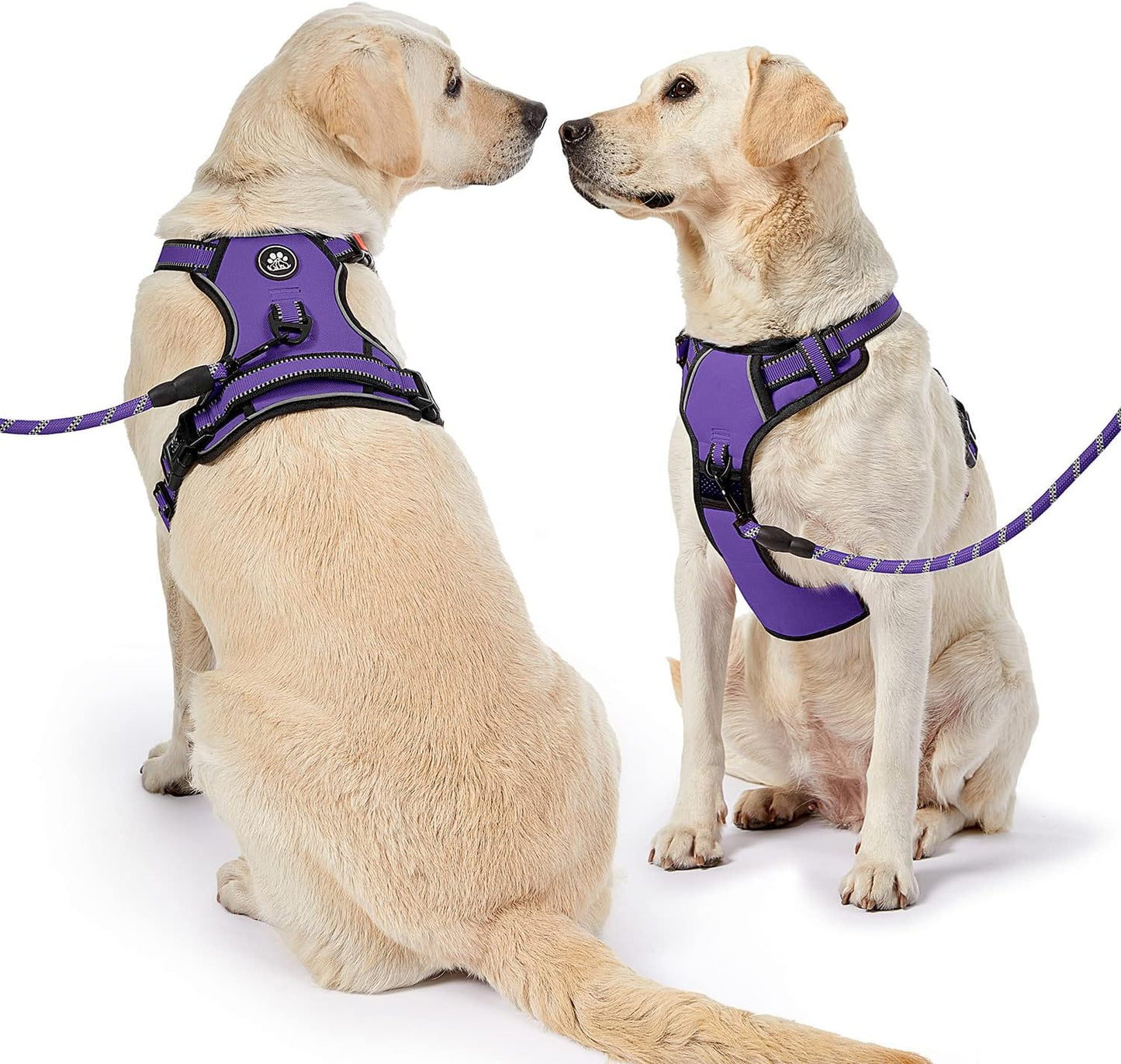 NESTROAD No Pull Dog Harness,Adjustable Oxford Dog Vest Harness with Leash,Reflective No-Choke Pet Harness with Easy Control Soft Handle for Large Dogs(X-Large,Purple)