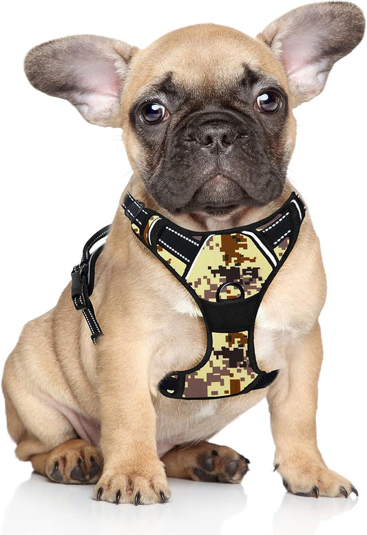 BARKBAY No Pull Dog Harness Large Step in Reflective Dog Harness with Front Clip and Easy Control Handle for Walking Training Running(Desert camo,S)