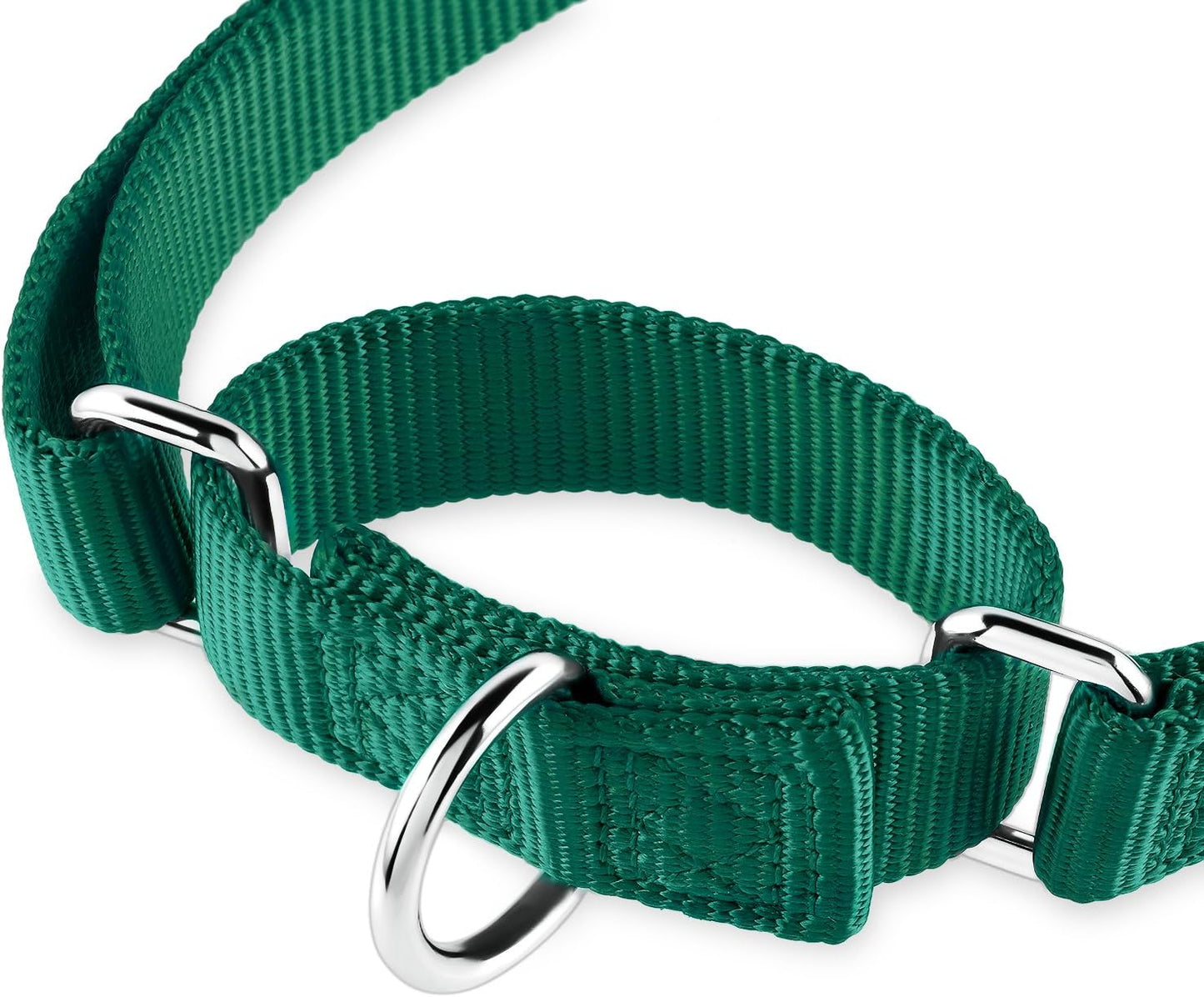 Hyhug Martingale Dog Collar Without Buckle: Anti Escape, No Slip Heavy - Duty Nylon, Colorfast & Adjustable for Medium Breeds（Medium, Solid Color Dark Green