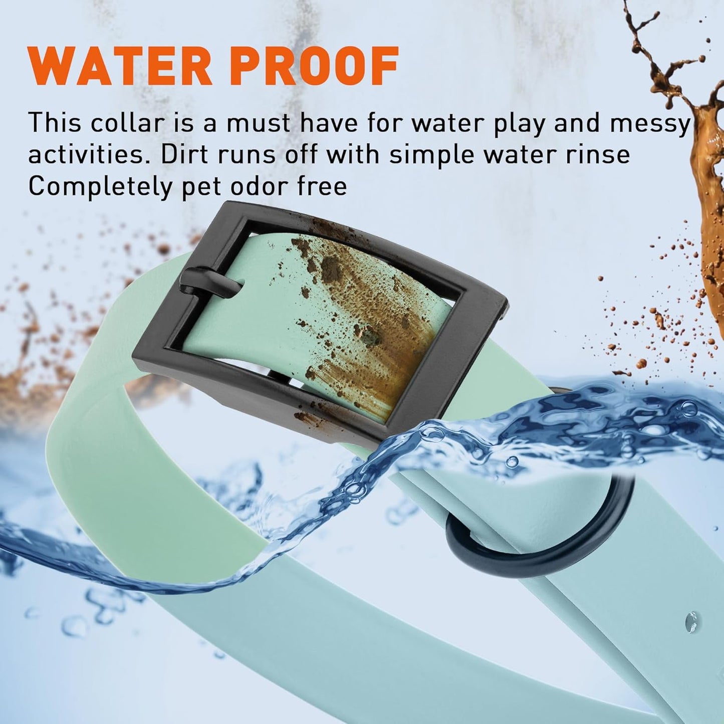 Dogline Biothane Waterproof Dog Collar Strong Coated Nylon Webbing with Black Hardware Odor- Proof for Easy Care Easy to Clean High Performance Fits Small Medium or Large Dogs, Sage Green