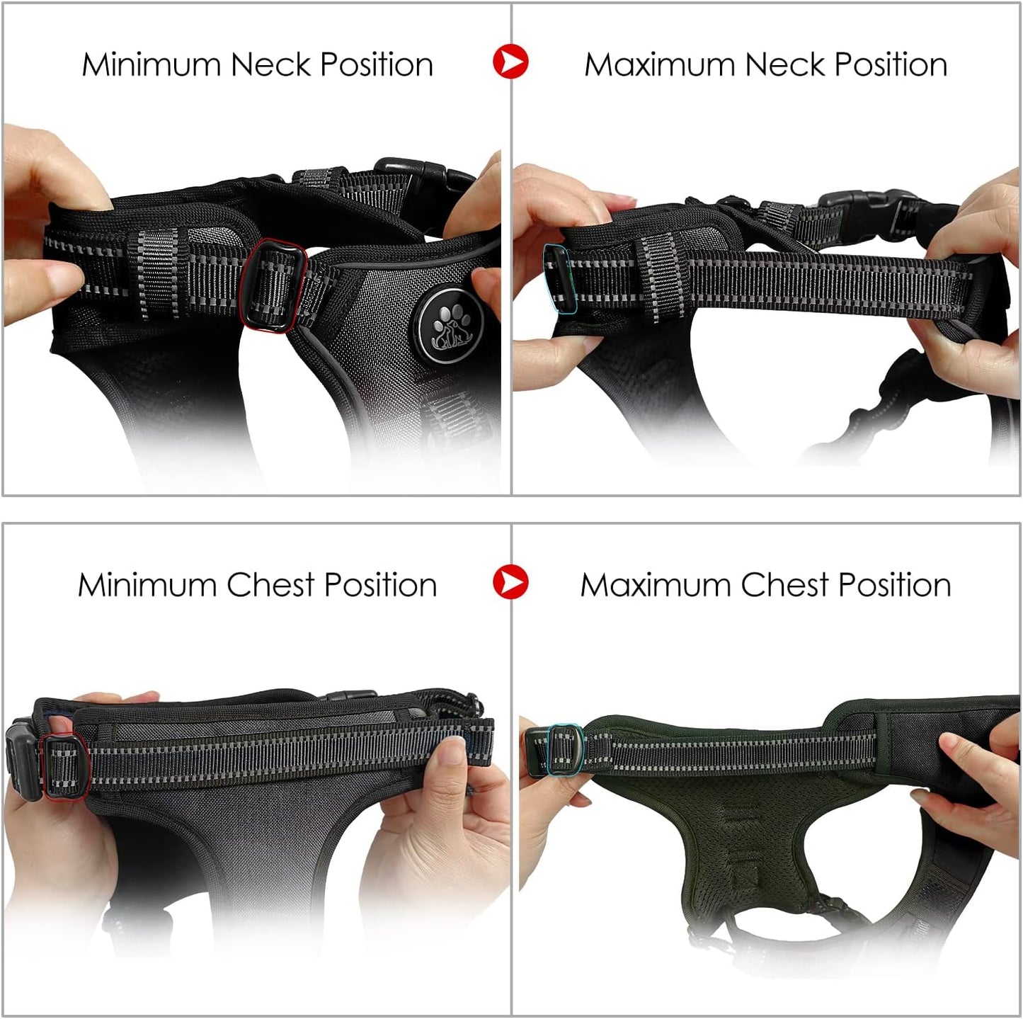 NESTROAD No Pull Dog Harness,Adjustable Oxford Dog Vest Harness with Leash,Reflective No-Choke Pet Harness with Easy Control Soft Handle for Large Dogs(Large,Black)