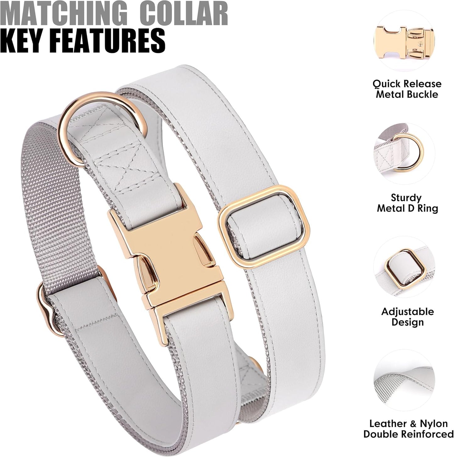 PET ARTIST Soft PU Leather Dog Collar for Large Dogs, Bright & Classic Nylon Padded Durable Dog Collar Leather with Quick Release Metal Buckle Adjustable for Male Dogs, Neck Fit 16-27"