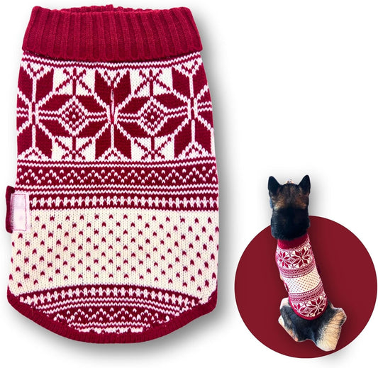 Cute Sweater for Dogs and Cats Soft Flannel Pet Outfit Warm and Cozy Animal Hoodie Small to Large Pet Clothes for Halloween Parties and Everyday Wear (Small, Red National Totem)