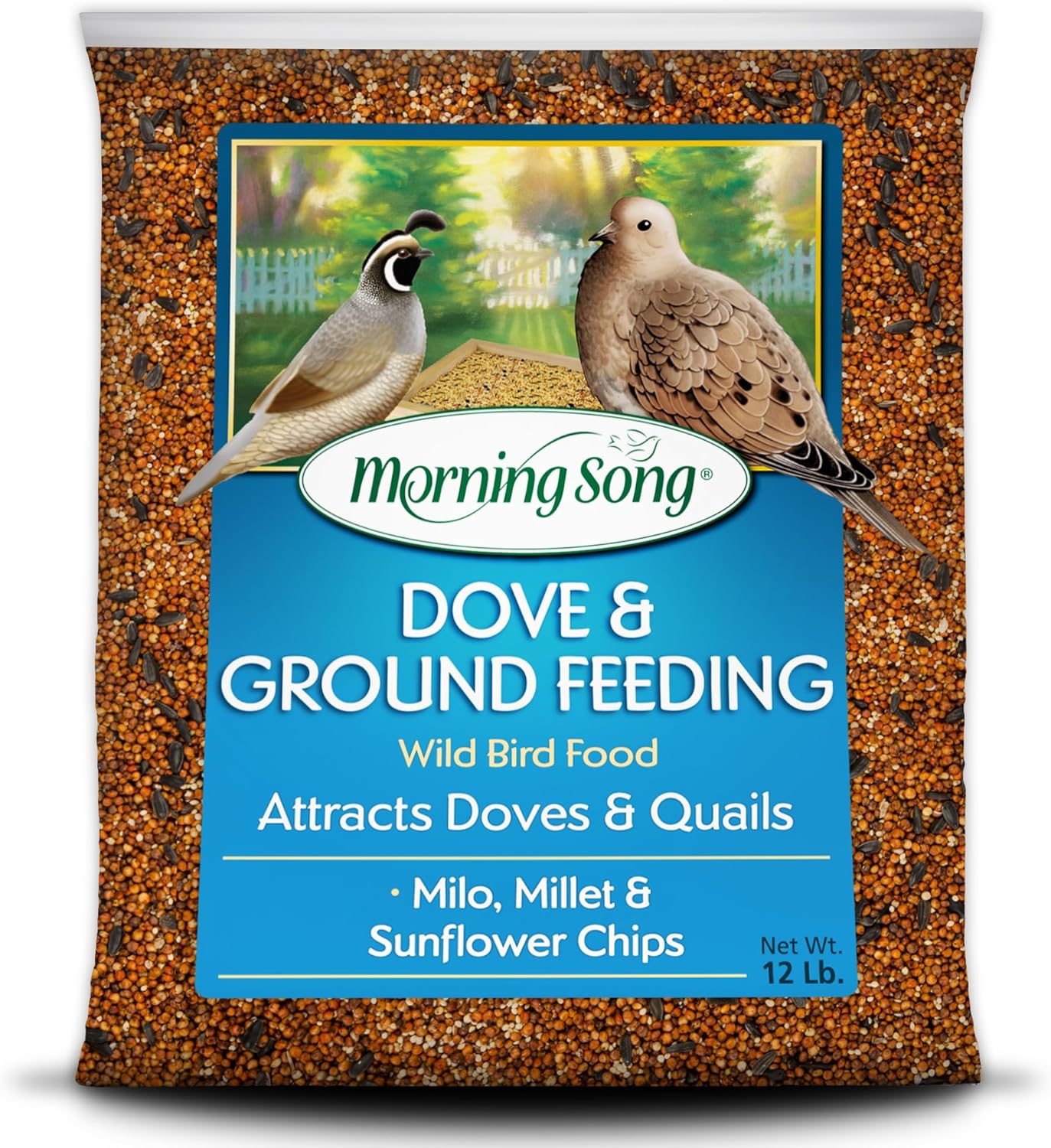 Morning Song Dove & Ground Feeding Wild Bird Seed -12 lb. Dove, Quail & Pigeon Wild Bird Food for Outside Feeders