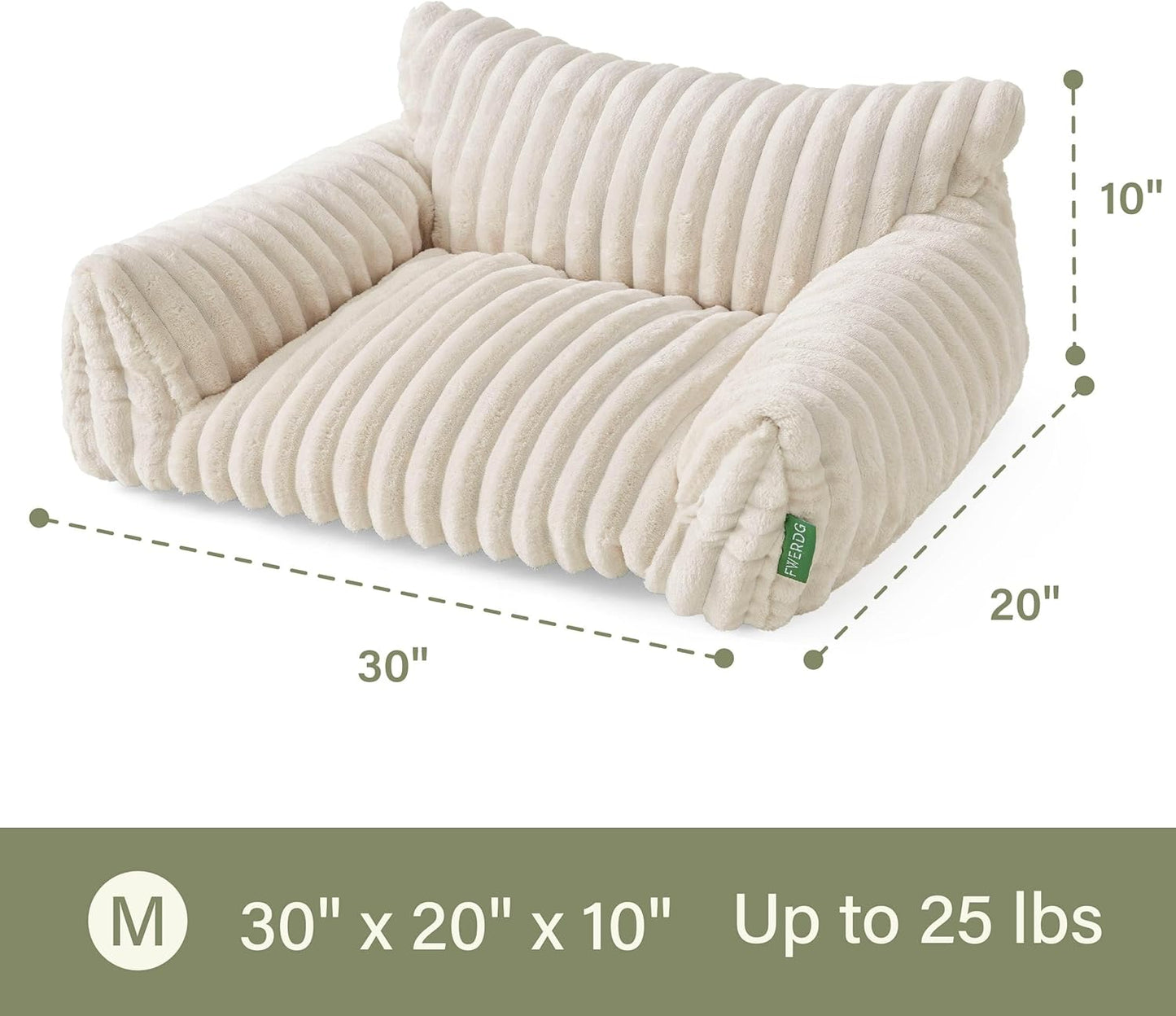 Cute Couch Bed for Pets, Supportive Cat Sofa for Indoor Cats, Medium Dog Sofa Bed for Medium Dogs, Cream, 30 inches