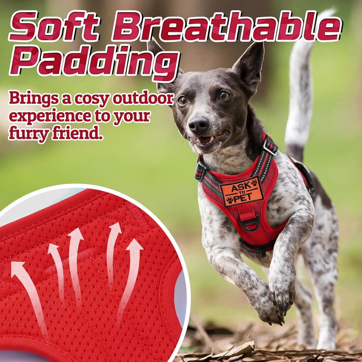 rabbitgoo Tactical Dog Harness for Large Dogs, No Pull Military Service Vest with Handle & Molle, Easy Control for Training Walking, Adjustable Reflective Straps, Red, L