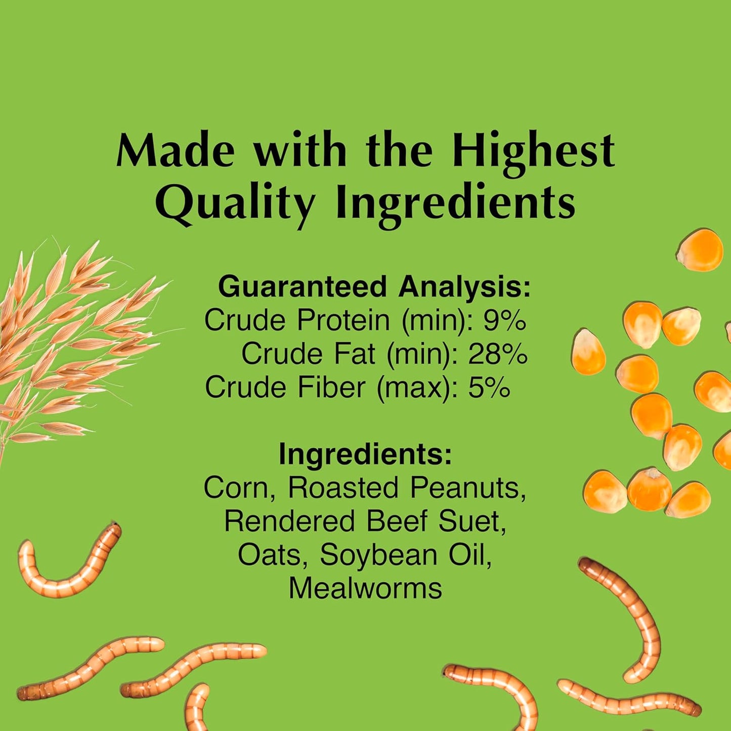 C&S Mealworm Delight No Melt Suet Dough, Suet Cakes for Wild Birds, 11.75 Ounces, Pack of 8