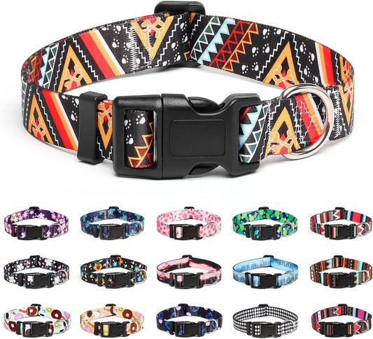 Mercano Adjustable Dog Collar - Special Design Patterns, Soft Nylon Comfortable Durable Pet Collar for Small Medium Large Dogs (XS, Ethnic Gold)
