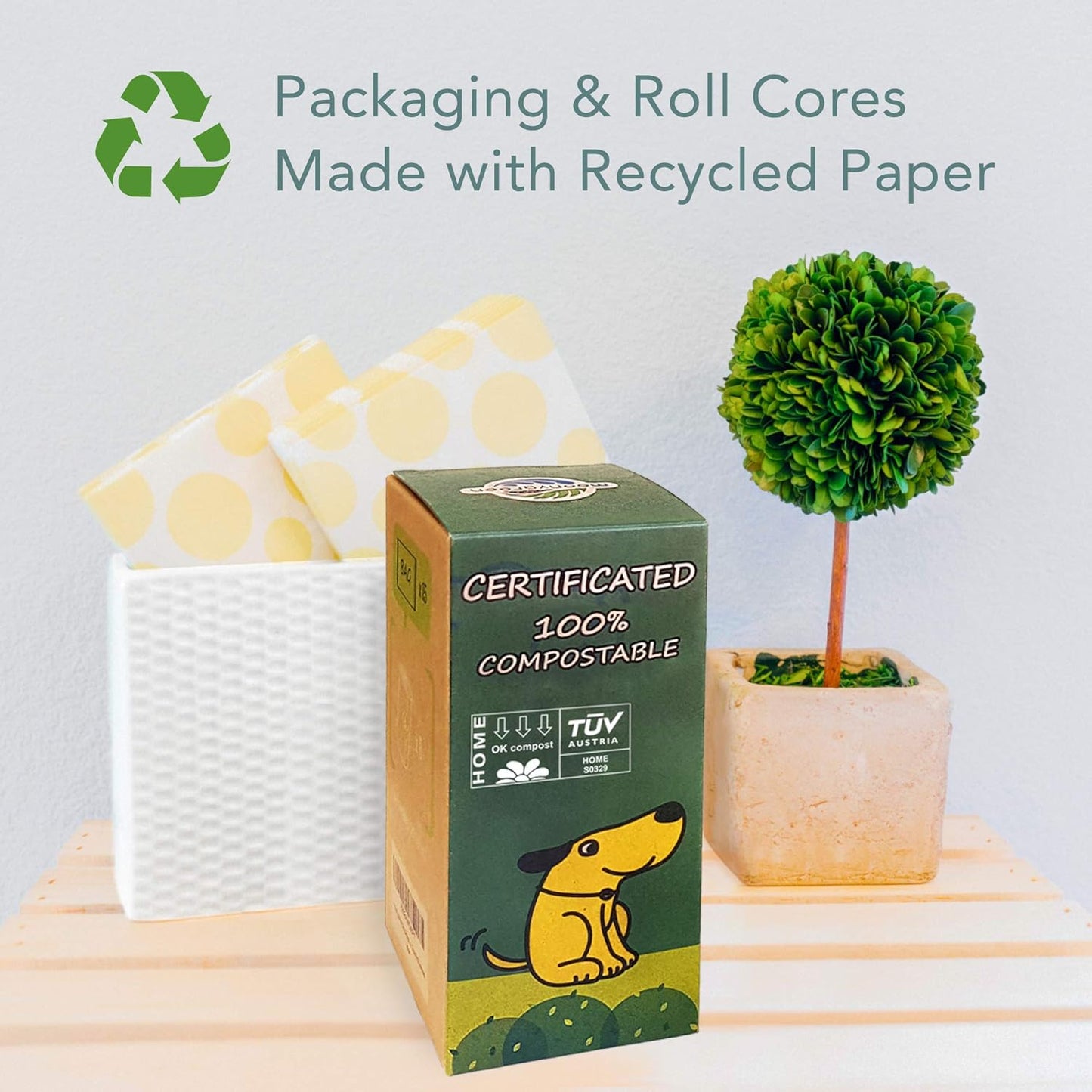 Compostable Dog Poop Bag Rolls, Doggie Poop Bags Refills, Eco-Friendly Pet Waste Bags, Vegetable-Based Unscented, Extra Thick, Leak Proof, Size 9 x 13 Inches, 360 count