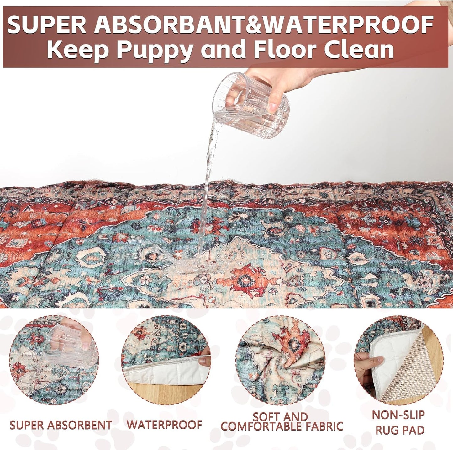 Washable Thickened Pee Pads for Dogs, 2 Pack (36"x42") Upgrade Reusable Puppy Pads with Non-Slip Rug, Super Absorbent Leakproof Puppy Training & Whelping Pads for Dogs, Doggie