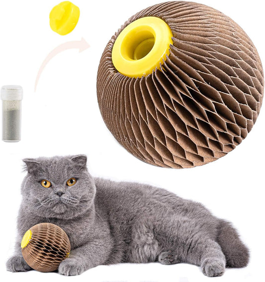 AREIIA Catnip Ball Toy for Cats Catnip Refillable Scratcher Ball Kitty's Faithful Playmate Reduce Obesity and Loneliness CSB01BR