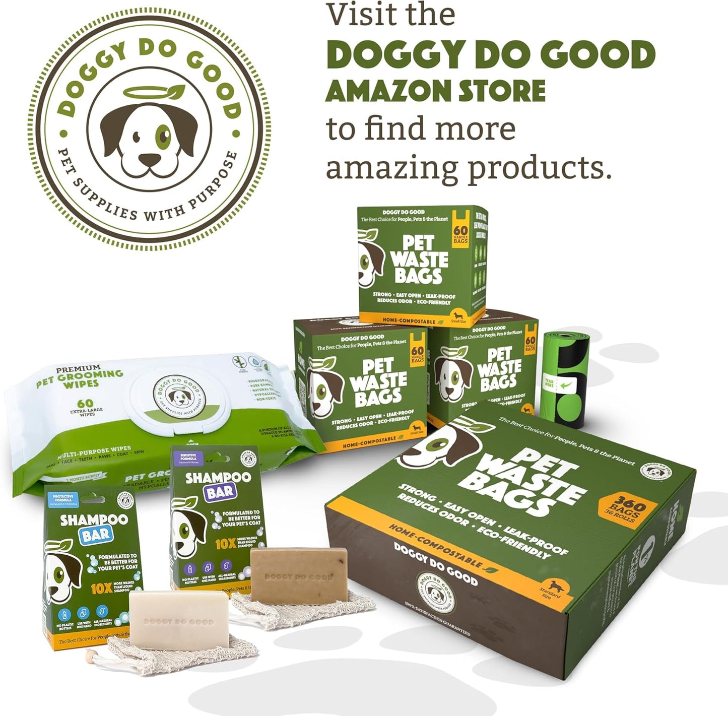 Doggy Do Good Poop Bags for Dogs (200 Ct), Easy Open Dog Poop Bags Rolls, Certified Home Compostable