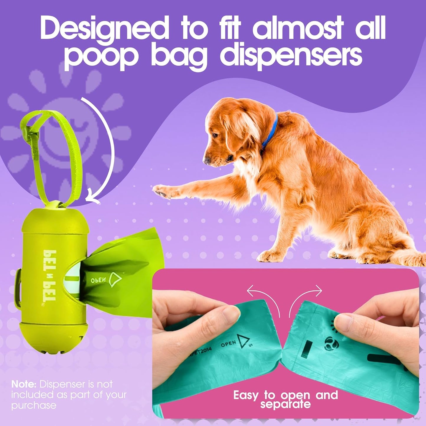 Pet N Pet 720 Counts Lavender Scented, Colorful Poop Bags for Dogs, 38% Plant Based & 62% PE Dog Poop Bags Rolls, Extra Thick Dog Waste Bag, Doggy Bag