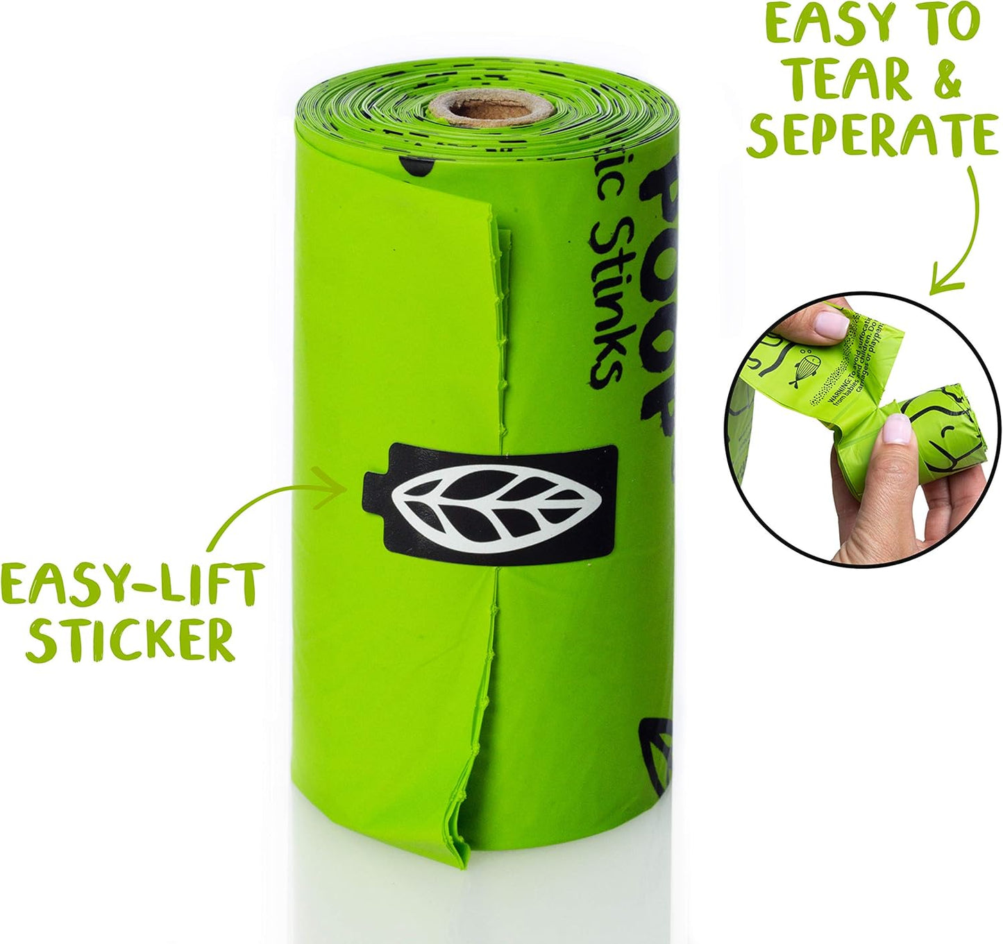 PLANET POOP Home Compostable Dog Poop Bags on Refill Rolls, 60 Un-Scented Pet Waste Bags, Thick Leakproof Plant-Based Doggy Bag, Cat & Dogs Supplies