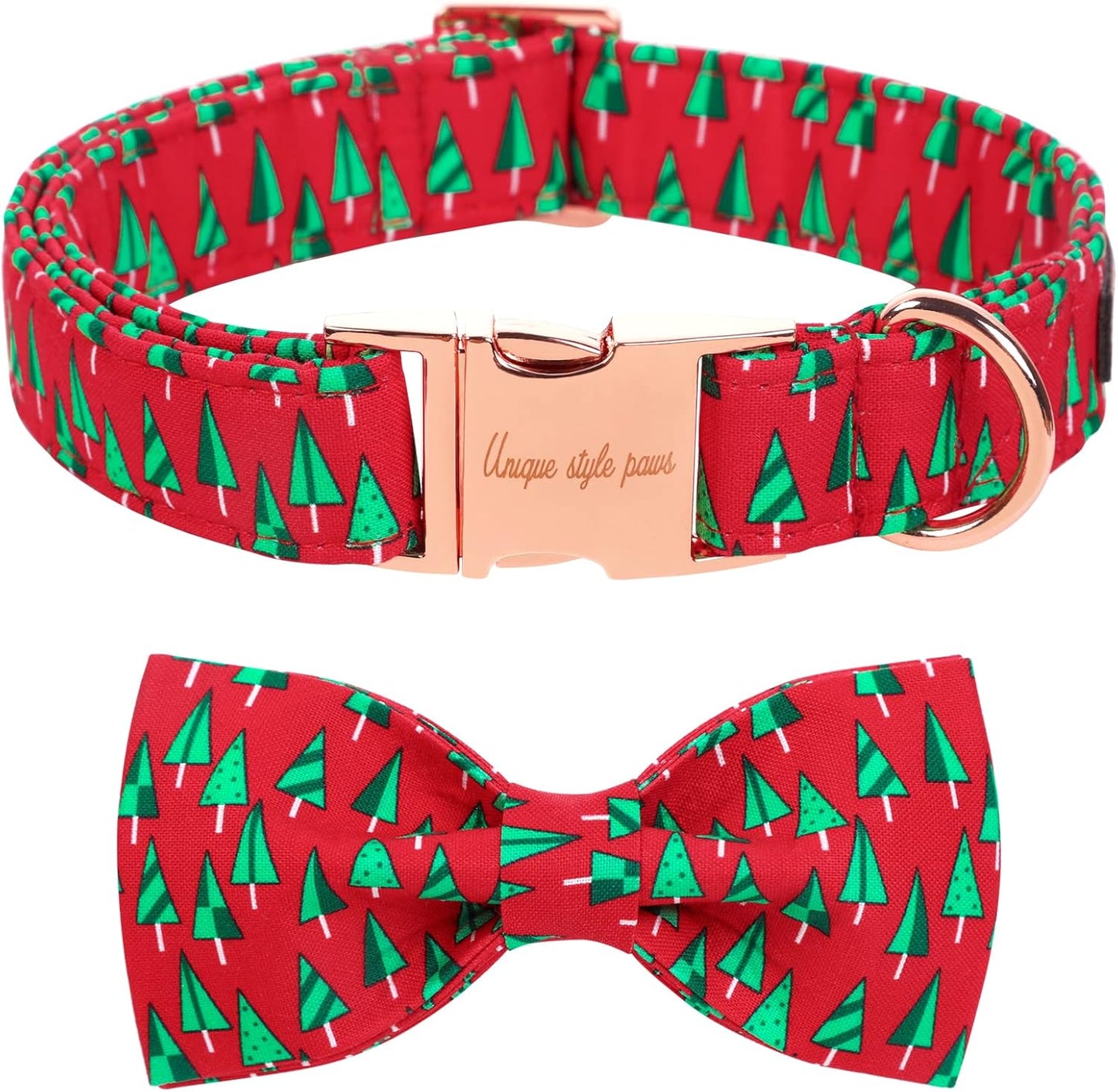 Unique style paws Christmas Dog Collar with Bow Best Winter for Small Medium Large Dogs -Christmas Tree-XL