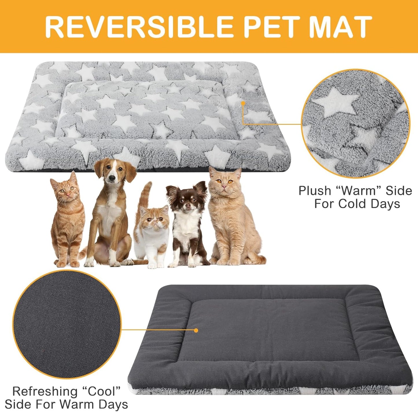 4 Pcs Washable Dog Crate Mat Kennel Pad Replaceable Reversible Pet Bed Pad for Crate Pet, Sleeping Mat for Small, Medium, Large Dog Machine Washable(20 x 30 x 1.6 Inch,Gray)