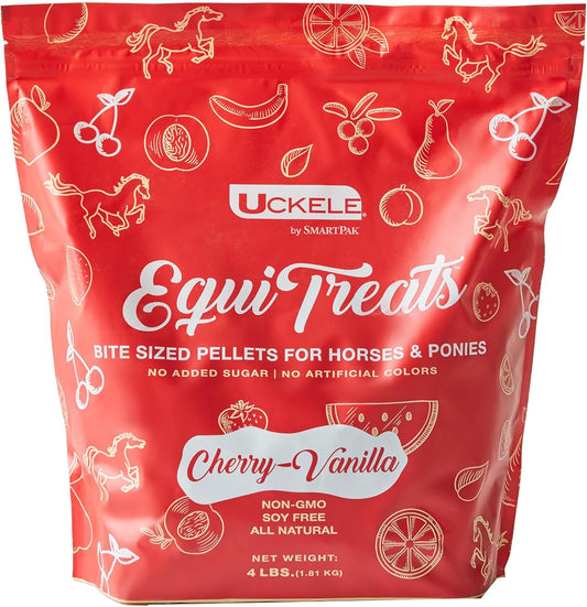 Uckele by SmartEquine Equi Treats Bite Sized Pellets | Horse Treats with No Added Sugar | Training & Competition Reward | Made with Timothy Grass & Sunflower Meal | Cherry-Vanilla, 4 lb