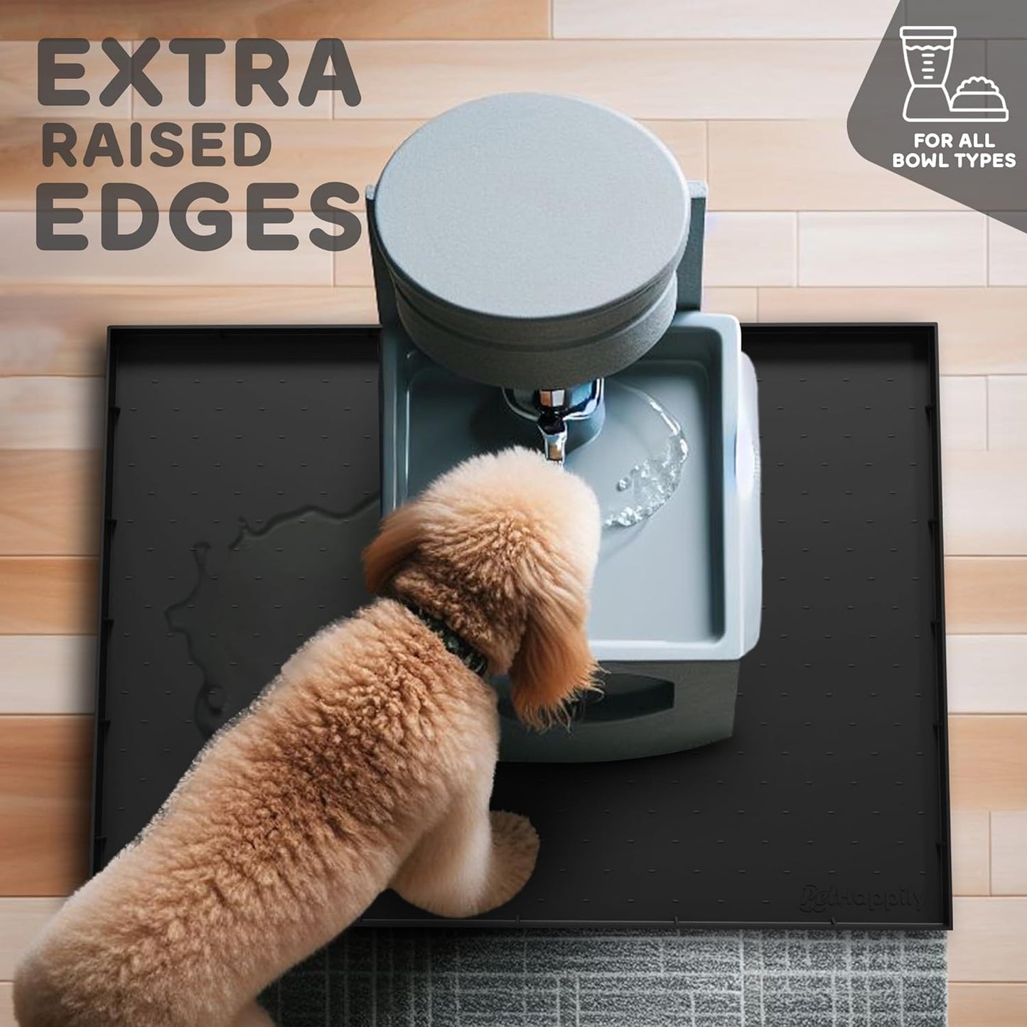 32x24x1” XL Dog Food Mat - All Purpose Under Sink Liner, Washer and Dryer Covers for The Top, Silicone Griddle Mat for Blackstone - Raised Edges Dog Mat for Food and Water Prevent Spill, Waterproof