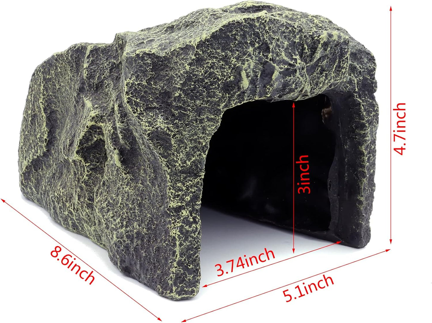 JIHAQUA Reptile Hide Medium Rock Snake Hide Cave Hideout Terrarium Habitat Decor Ornament Bearded Dragon Tank Accessories