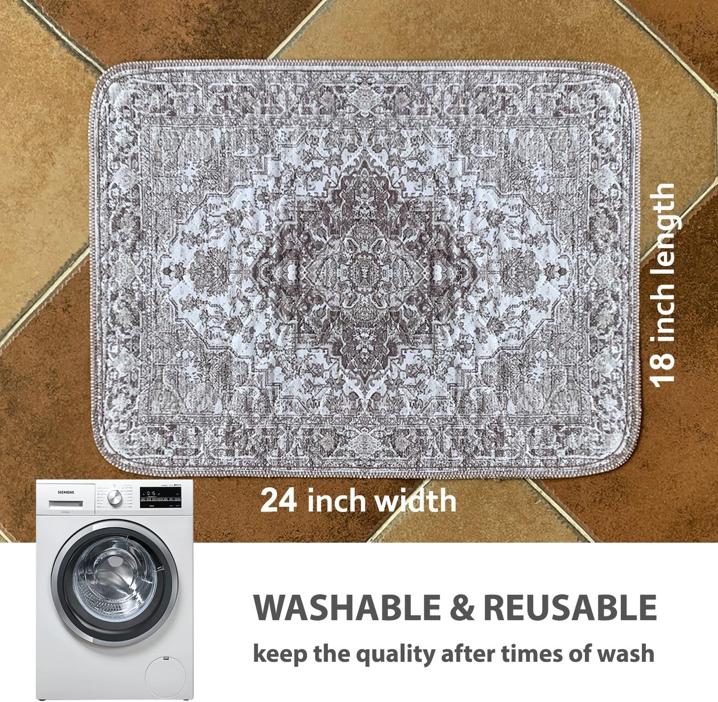 nunubaby Washable Pee Pads for Dogs, Stylish, Non-Slip and Leak-Proof Pee Pads. Reusable Potty Pads for Dogs for Crates and Floors.(Brown/Geo, 18" x24")