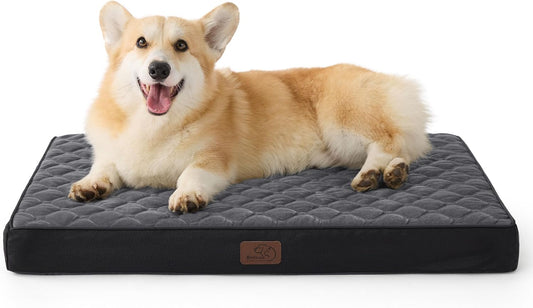 Bedsure Orthopedic Dog Bed for Medium Dogs - Flat Memory Foam Pet Mattress with Removable Washable Cover and Egg Crate Foam, Suitable for Pet Up to 35 lbs, 30x20x3 Inches, Black