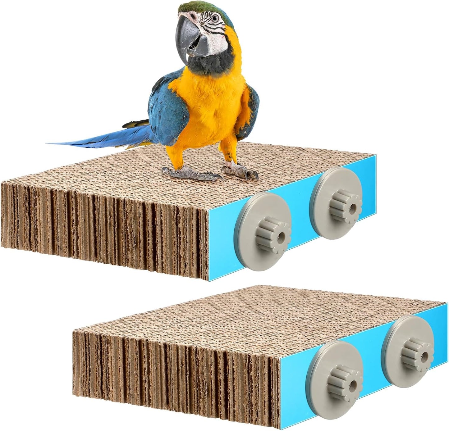 2 Pieces Bird Chew Toy Parrot Cage Perch Cardboard Platform Bird Paw Grinding Stand Parrot Cage Playground for Macaws, Small Parakeets, Conures, Budgies, Finches Conure Cockatiel (Medium)