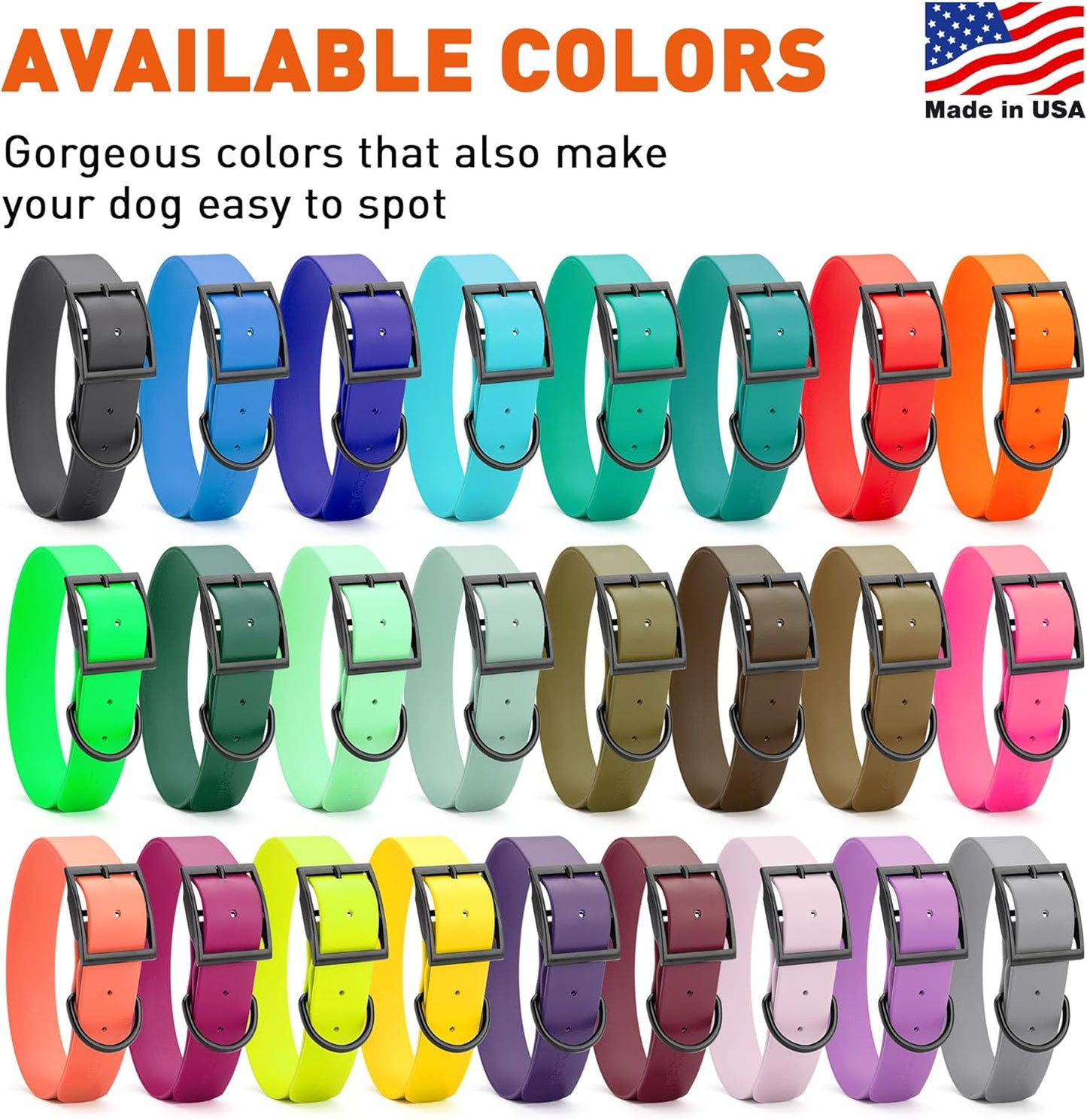 Dogline Biothane Waterproof Dog Collar Strong Coated Nylon Webbing with Black Hardware Odor- Proof for Easy Care Easy to Clean High Performance Fits Small Medium or Large Dogs, Sage Green