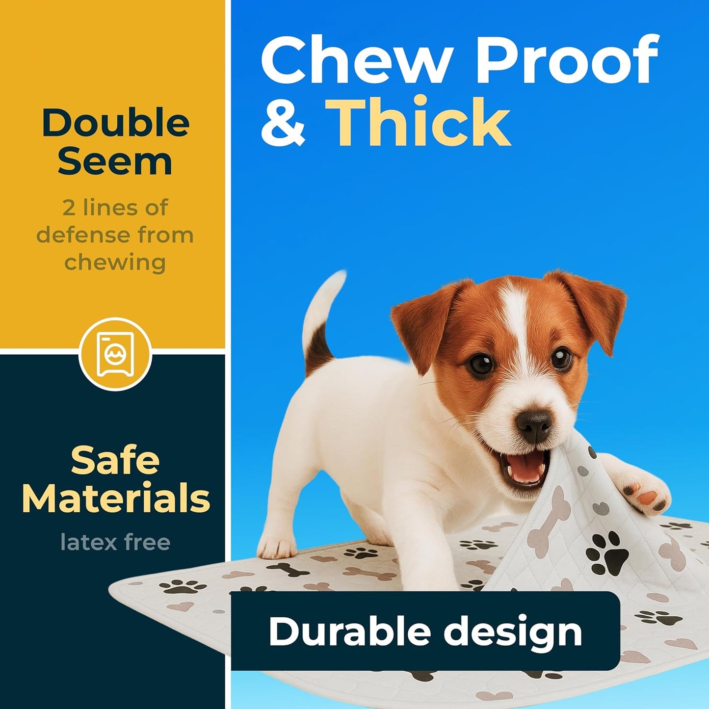 GREEN LIFESTYLE Washable Pee Pads for Dogs - Waterproof Reusable Puppy Pads with Anti-Slip Backing, Pet Training Pad for Puppy Playpen, Crate, Whelping Box, Potty Training (Pack of 4 - 30x34)