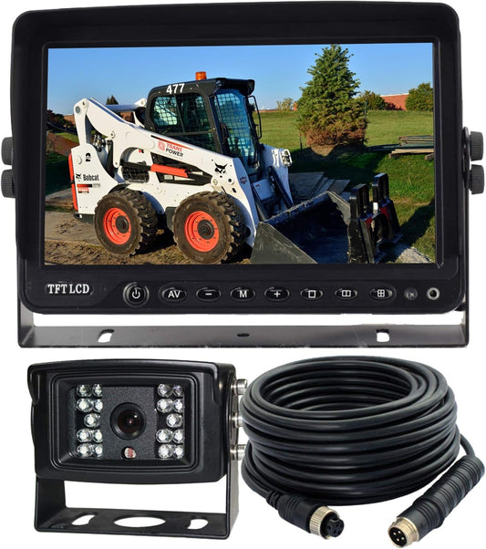 AHD 1080P 7" Reverse Rear View Backup Camera System, Camera with Night Vision Waterproof IP69K Vibration-Proof 10G for Tractor/Truck/Bus/Motorhome/Excavator/Caravan/Skid Steer/Harvester