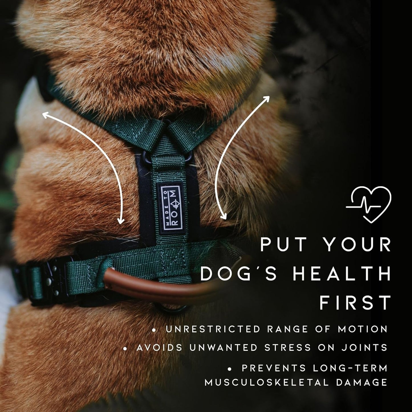 MADE TO ROAM Premium Explorer Harness - Y-Shaped Dog Harness with Adjustable Durable Nylon, Soft Padding, Metal Buckles and Leather Handle for Small, Medium, Large Dogs (Michigan Autumn, Size 2)