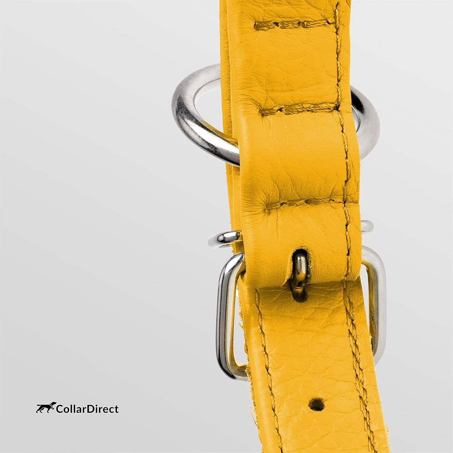 CollarDirect Rolled Leather Dog Collar, Soft Padded Round Puppy Collar, Handmade Genuine Leather Collar Dog Small Large Cat Collars 13 Colors (8-11 Inch, Yellow Textured)