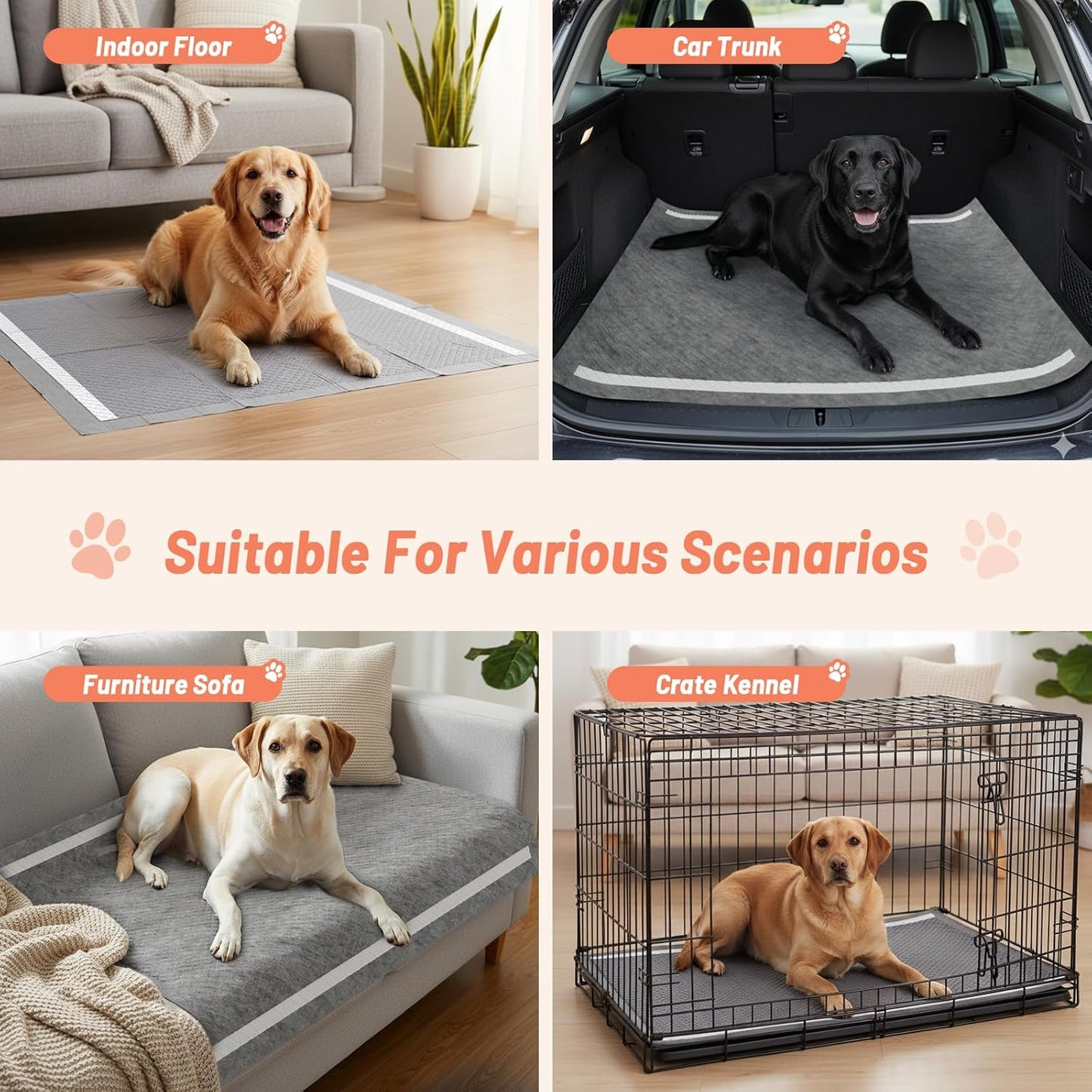 40PCS Charcoal Pee Pads for Dogs 32"x36", Extra Large Odor-Control Carbon Puppy Pads, Ultra-Absorbent & Quick Dry, Thicken Potty Training Pads for Doggie Cats Rabbits, Black Pet Piddle Pad