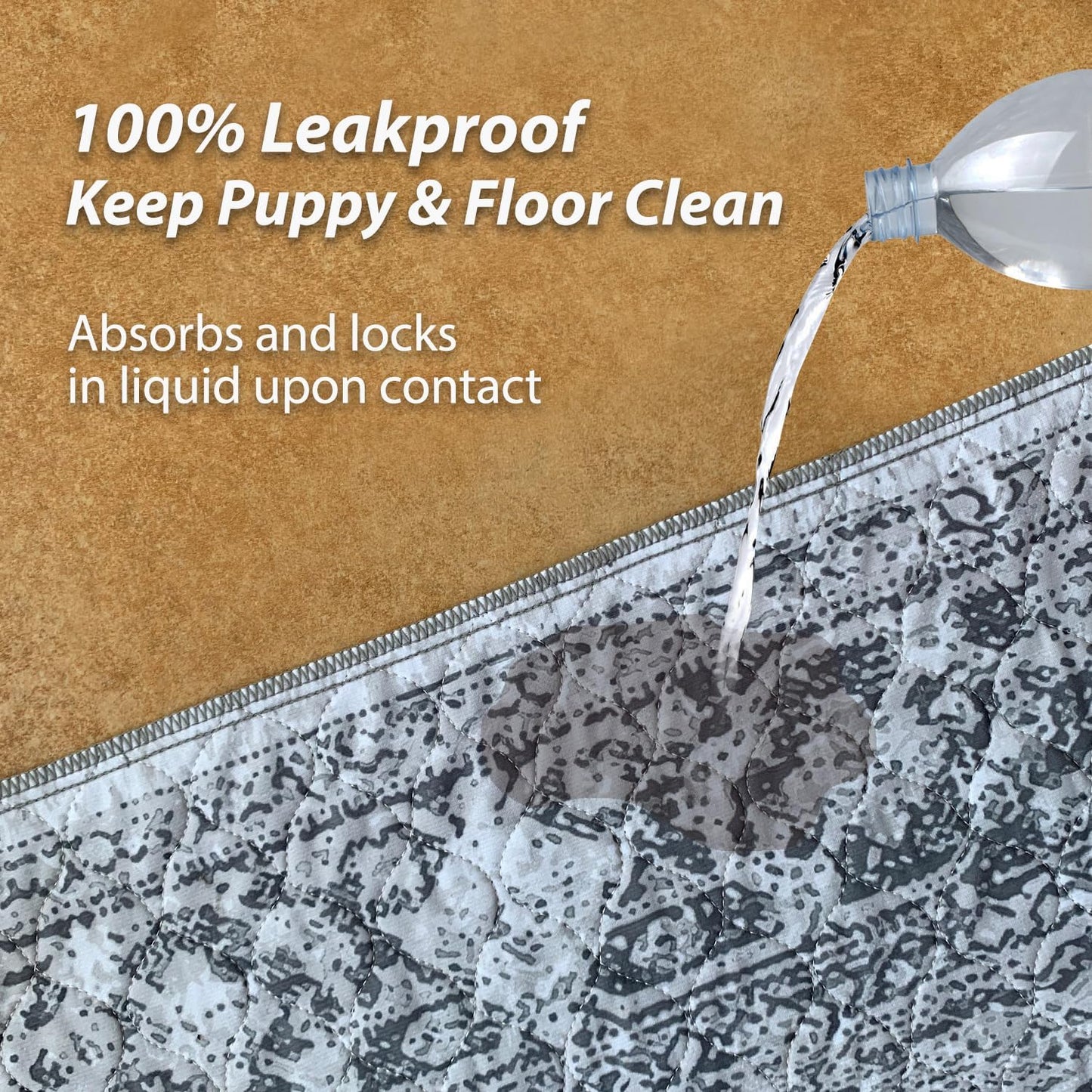 nunubaby Washable Pee Pads for Dogs, Stylish, Non-Slip and Leak-Proof Pee Pads. Reusable Potty Pads for Dogs for Crates and Floors.(Gray/Geo, 24" x48")