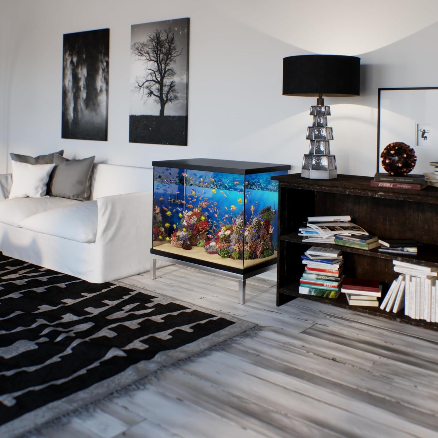 24 in X 36 in. Aquarium Stand | Industrial Style Aluminum Fish Tank Base with Open Frame Design