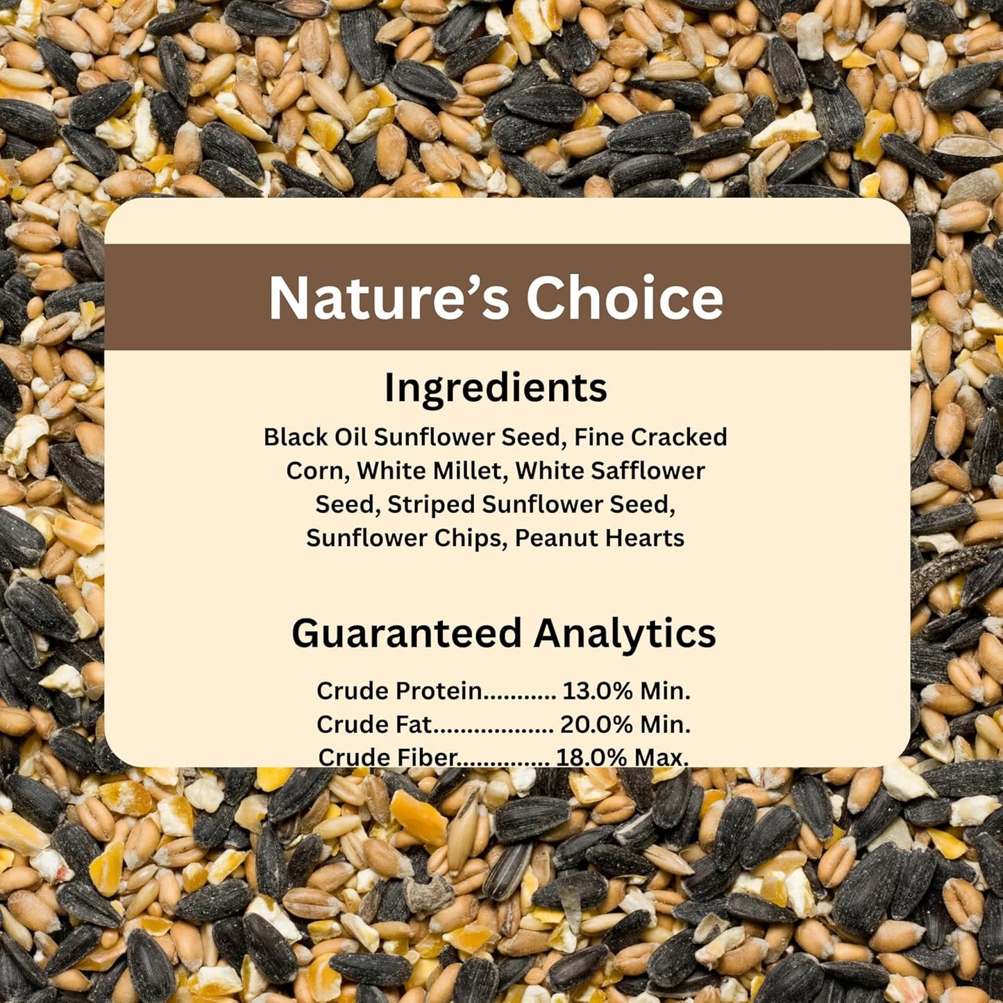 Blue Seal Song Nature's Choice Wild Bird Seed | High Energy Mix, No Filler | Sunflower and White Safflower Seeds | Attracts Variety of Wild Outside Birds | Shell-Free Mix | Made in USA | 8 Pound Bag
