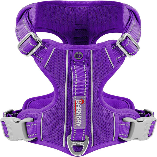 BARKBAY Dog Harness No Pull with ID Tag Pocket - Heavy Duty, Reflective, Easy Control for Large Dogs(Purple,XL)