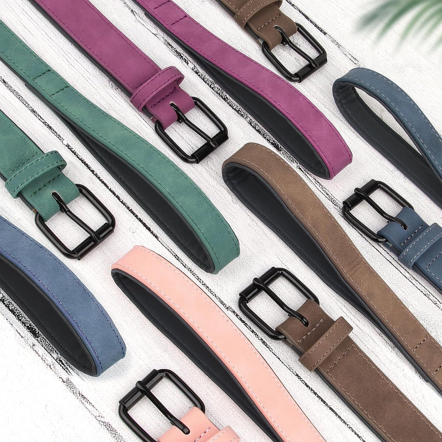 Didog Soft Padded Leather Dog Collar and Leash Set,Pink Breathable Pet Collars with 4FT PU Leather Dog Leash for Small Medium Large Dogs, Pink, M