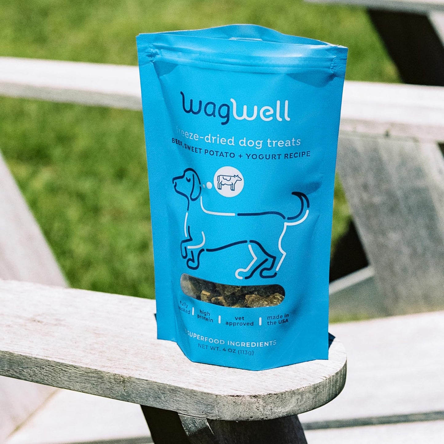 WagWell Freeze-Dried Treats - Beef, Sweet Potato, + Yogurt Recipe - Fully Cooked, High Protein Made in The USA - Minimally Processed & Vet Approved