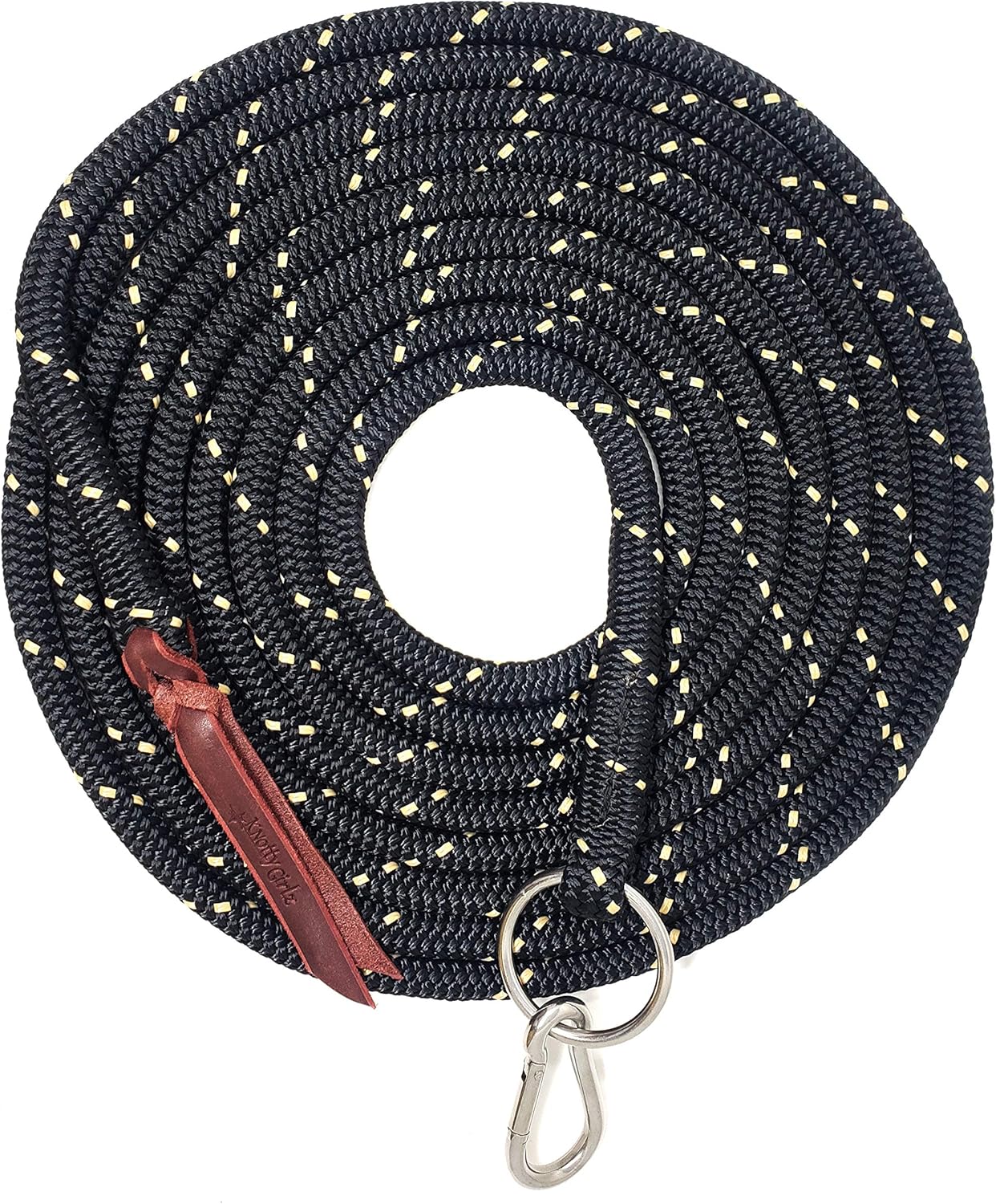 22' Long Line with SS O Ring and Carabiner (Black with Beige)