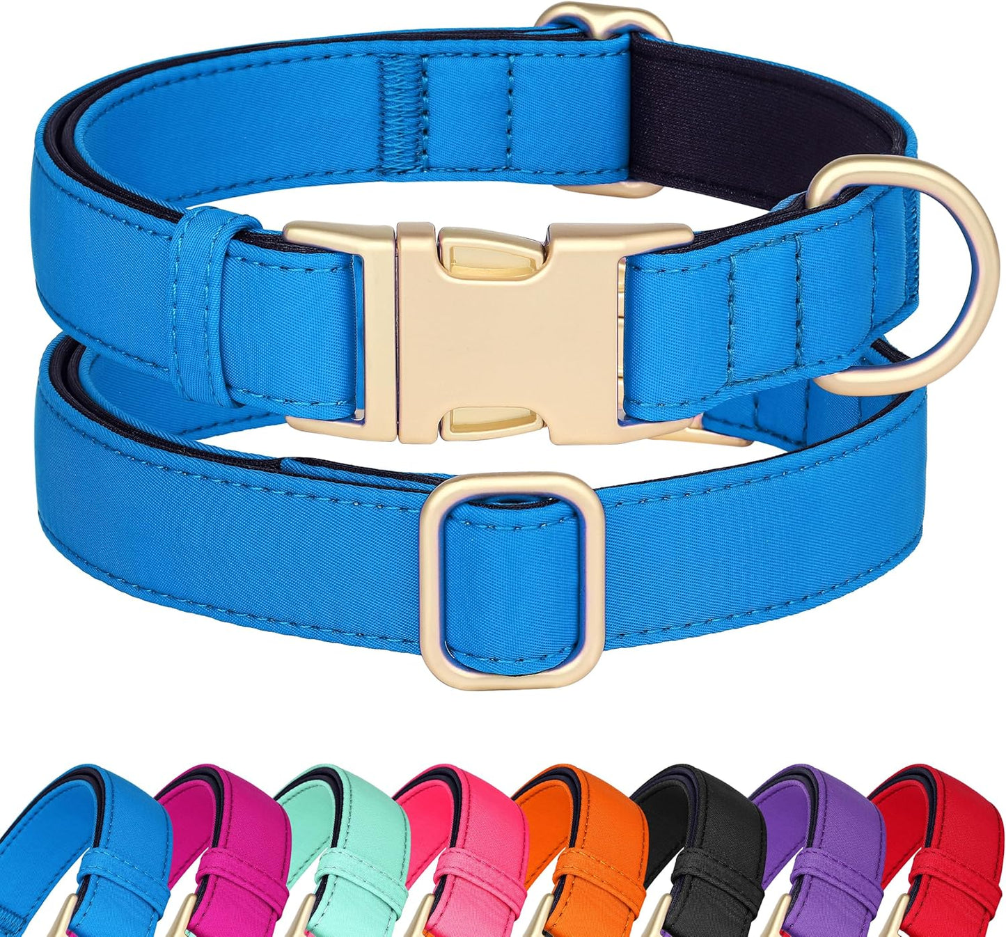 Didog Soft Padded Dog Collars for Small Dogs, Colorful and Durable Dog Collar with Quick Release Buckle, Light and Breathable for Daily Walking, Blue, S