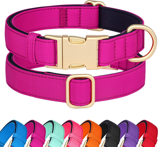 Didog Soft Padded Dog Collars for Medium Dogs, Colorful and Durable Dog Collar with Quick Release Buckle, Light and Breathable for Daily Walking, Rose Purple, M